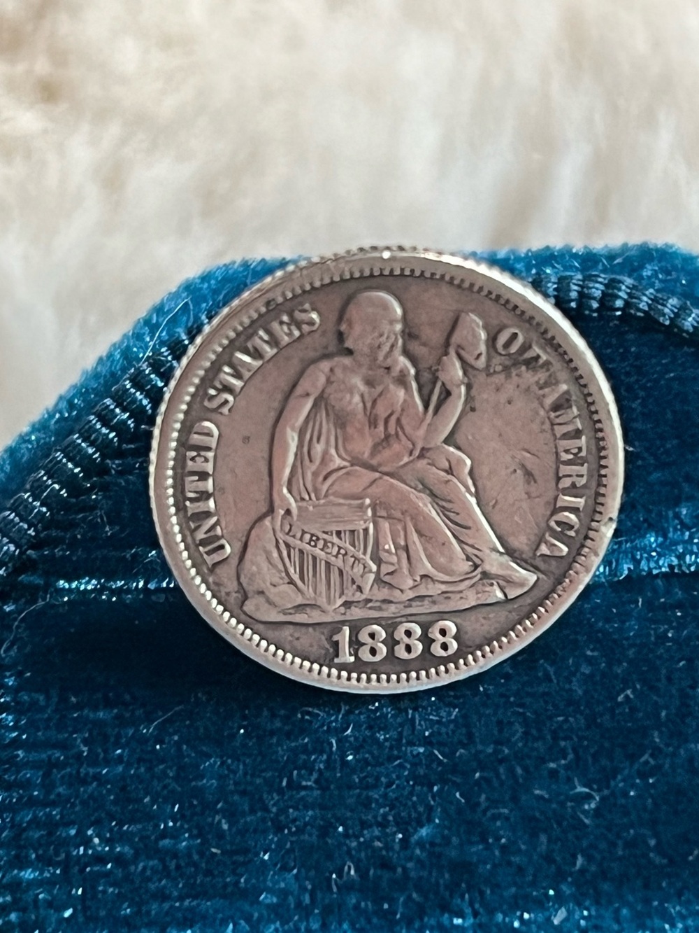 Antique 1888 Seated Liberty Dime Love Token Engraved with a Cat- OOAK - Picture 3 of 4